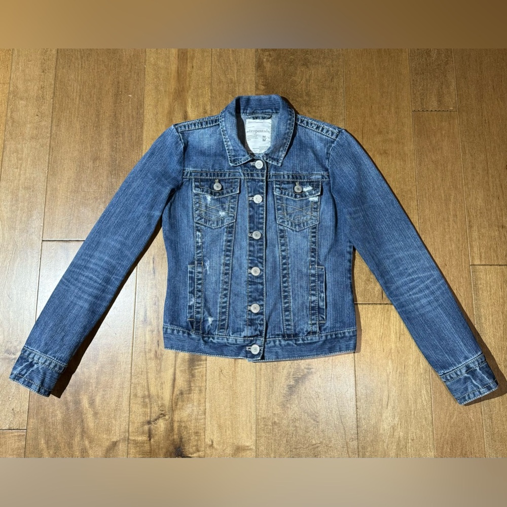 Aeropostale Denim Jean Jacket Y2K Women’s Size Medium Casual Cotton Buttons